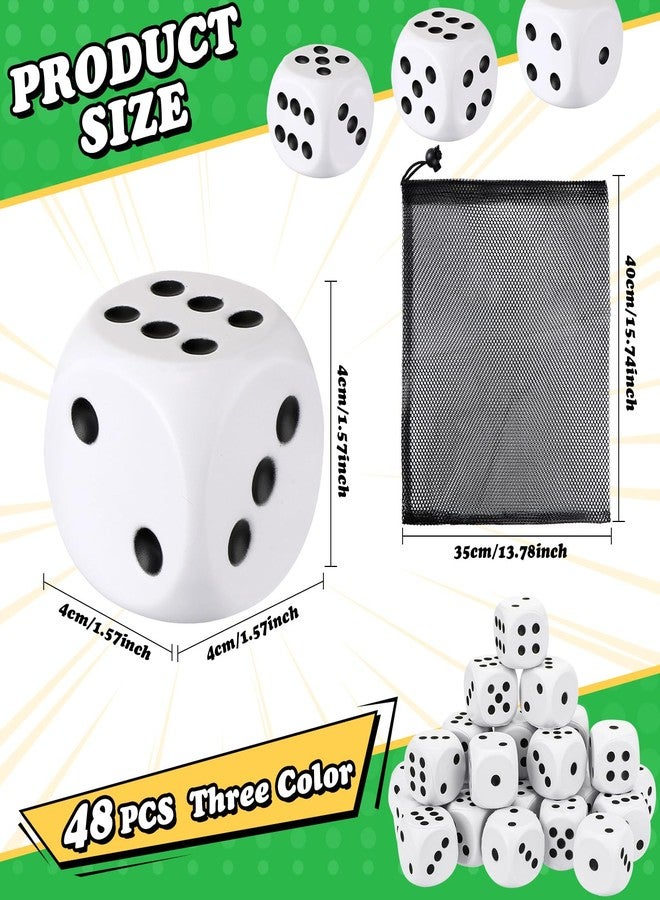 RoundFunny 48 Pcs Foam Dice Stress Ball 1.57 Inch Fake Soft Slow Dot Stress Anxiety Relief Dice Toys for Kids Adults Board Game Casino Decoration Party Toy Favors Supplies(White, Black) - Image 3